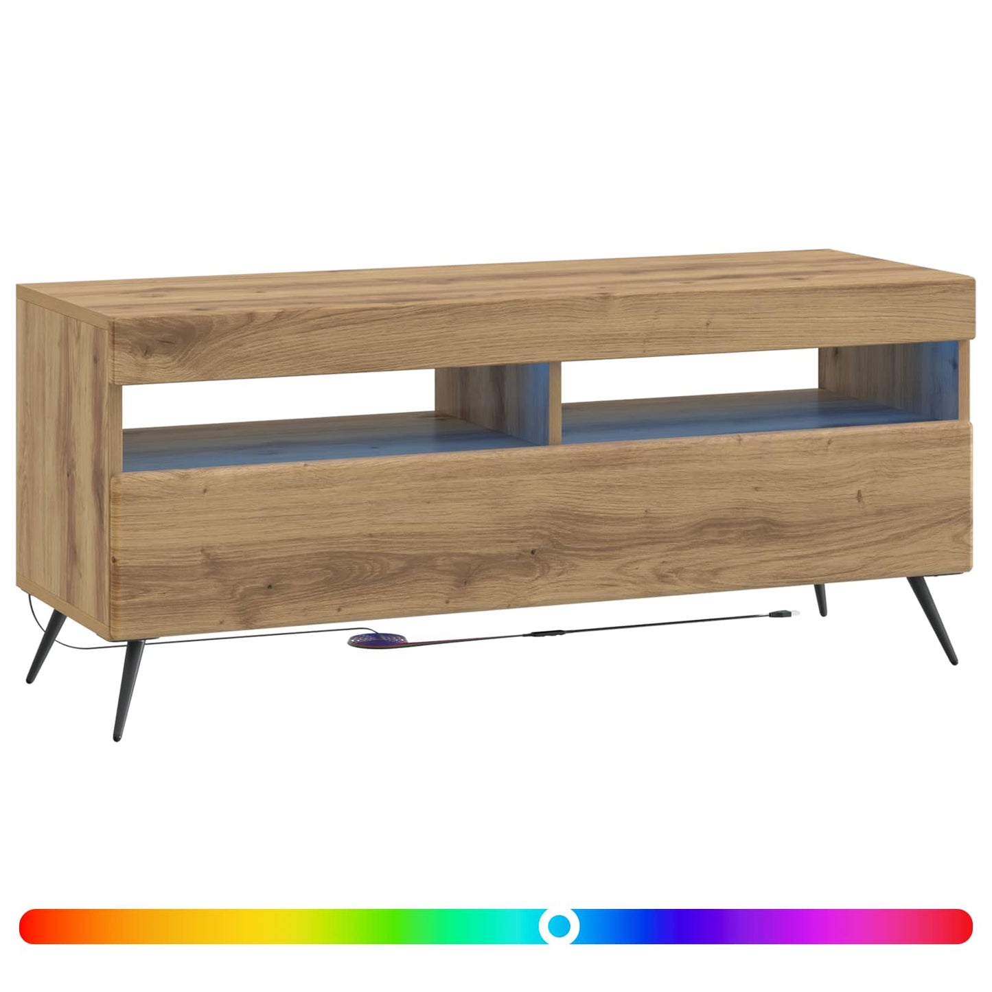 LED tv-meubel Artisanaal eiken Bewerkt hout