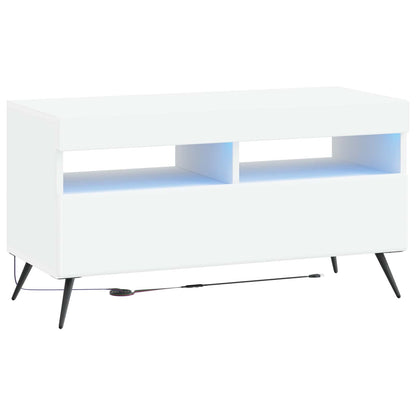 LED tv-meubel Wit Bewerkt hout