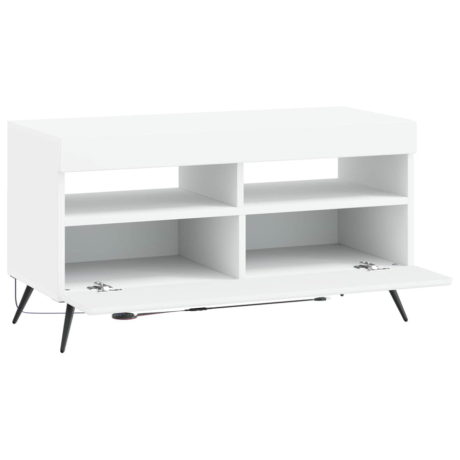 LED tv-meubel Wit Bewerkt hout