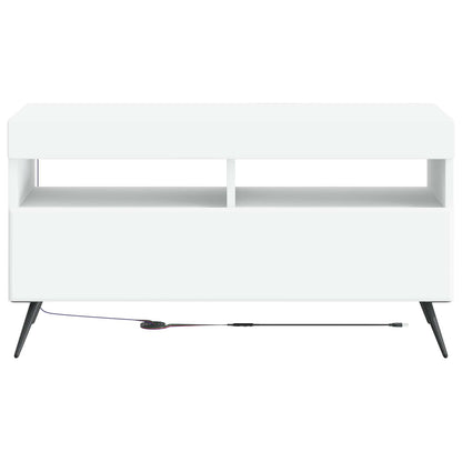 LED tv-meubel Wit Bewerkt hout