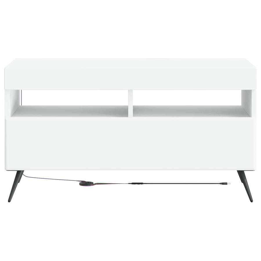 LED tv-meubel Wit Bewerkt hout