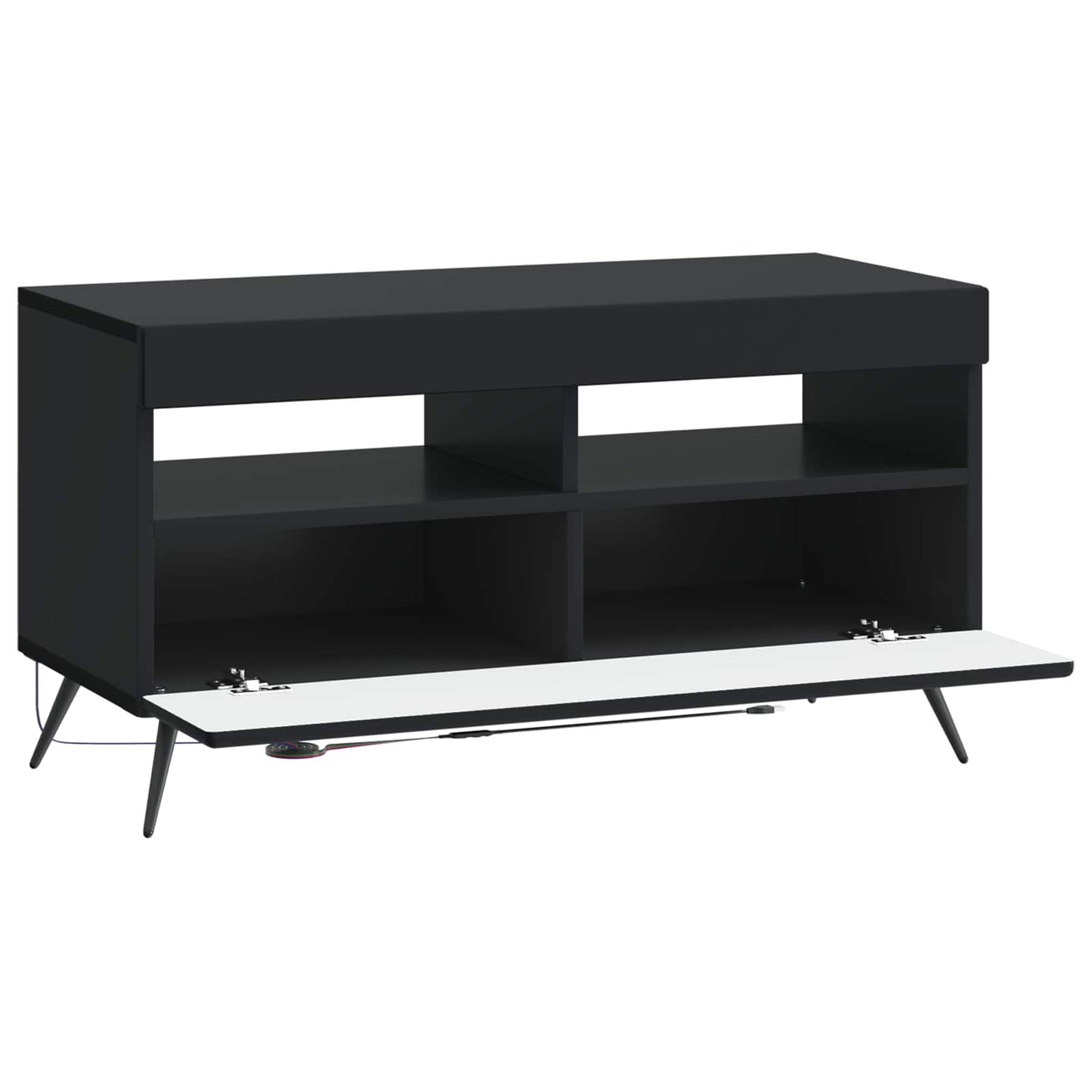LED tv-meubel Zwart Bewerkt hout