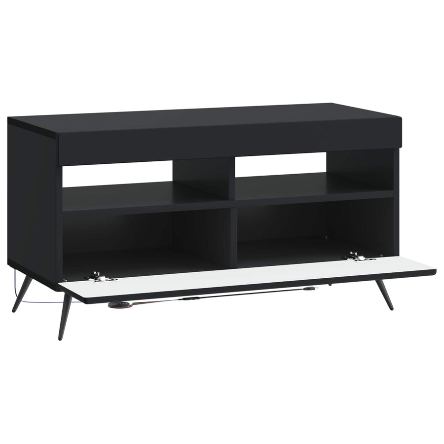 LED tv-meubel Zwart Bewerkt hout