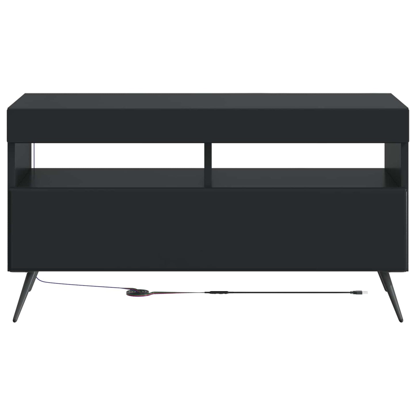 LED tv-meubel Zwart Bewerkt hout