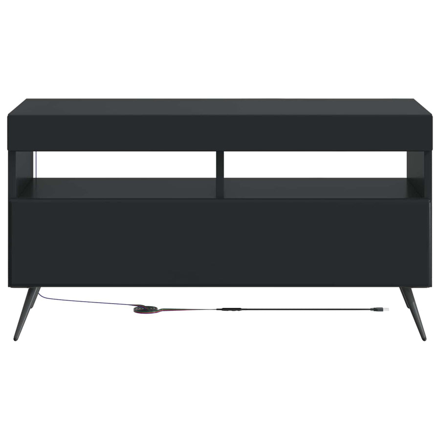 LED tv-meubel Zwart Bewerkt hout