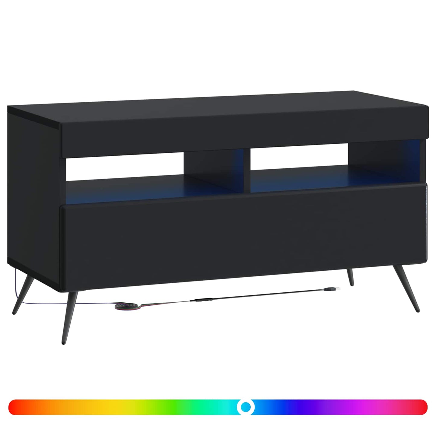 LED tv-meubel Zwart Bewerkt hout