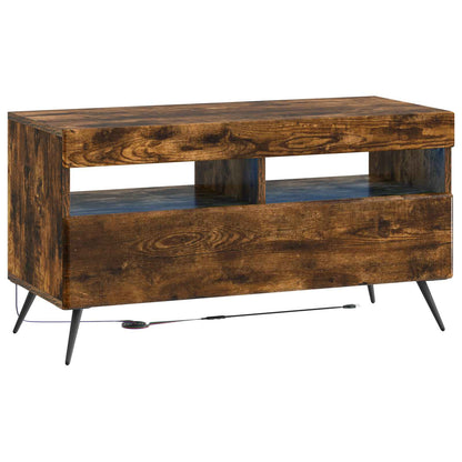 LED tv-meubel Gerookt eiken Bewerkt hout
