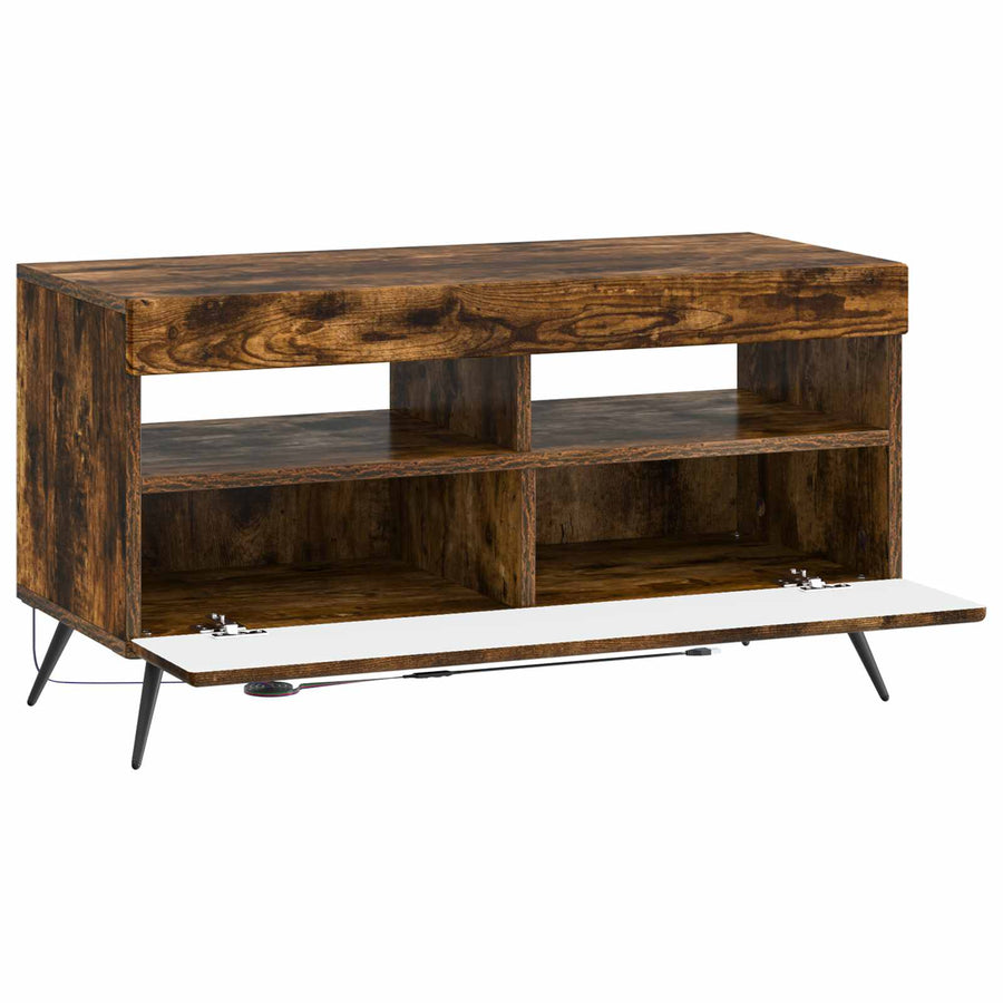 LED tv-meubel Gerookt eiken Bewerkt hout