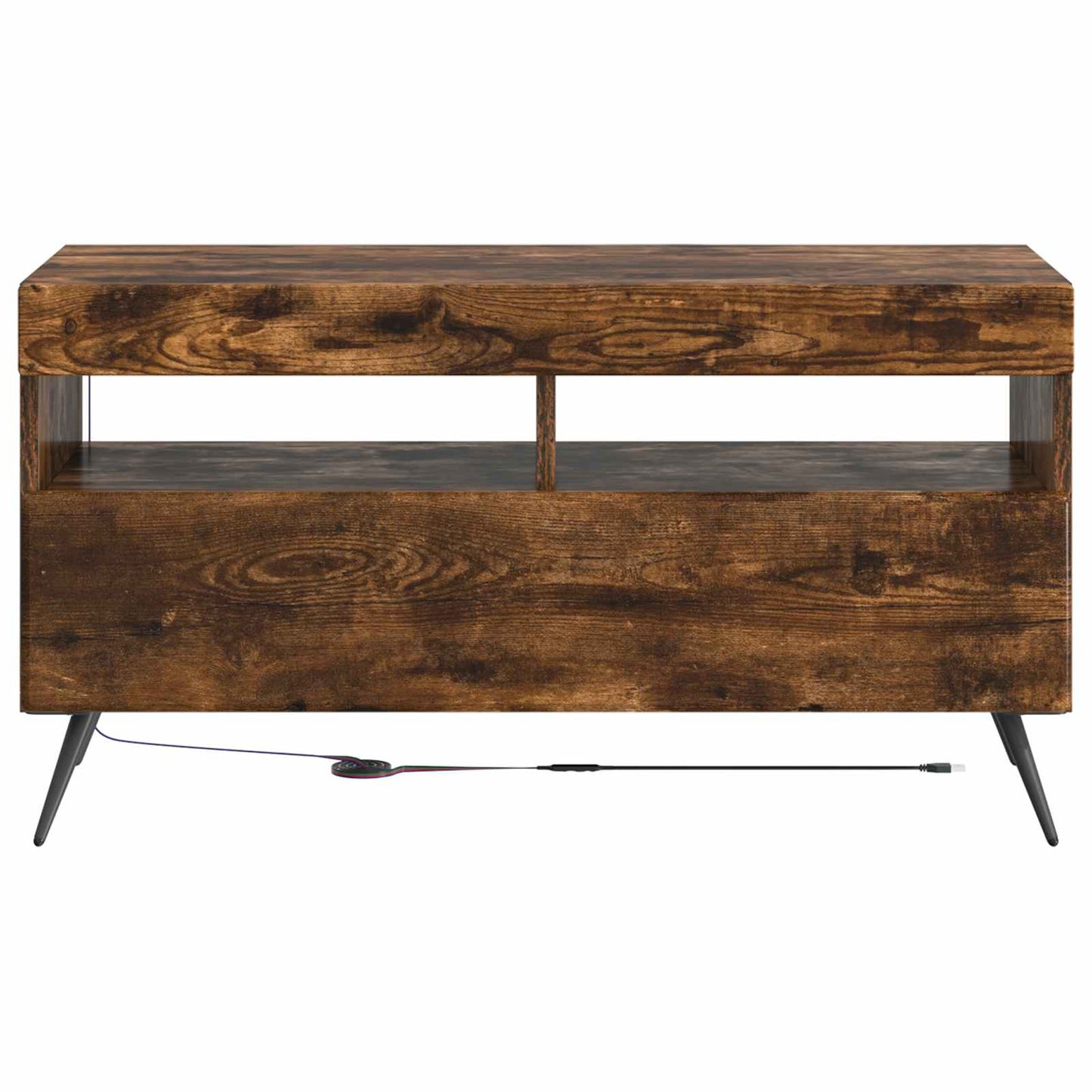 LED tv-meubel Gerookt eiken Bewerkt hout