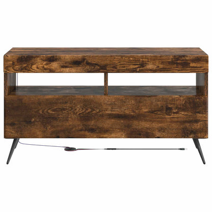 LED tv-meubel Gerookt eiken Bewerkt hout