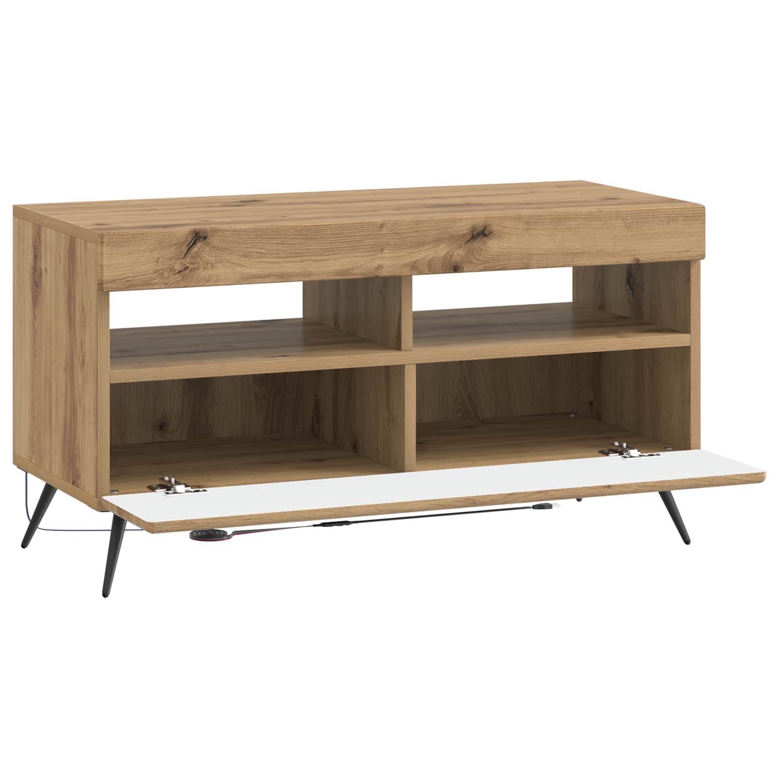 LED tv-meubel Artisanaal eiken Bewerkt hout