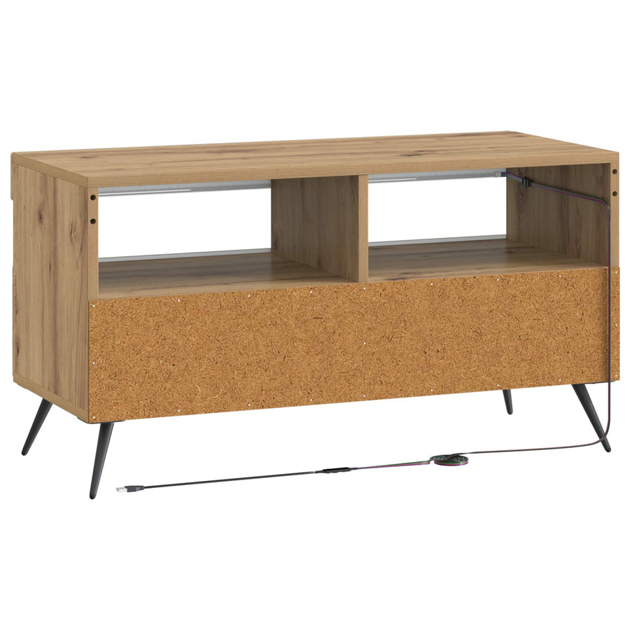 LED tv-meubel Artisanaal eiken Bewerkt hout