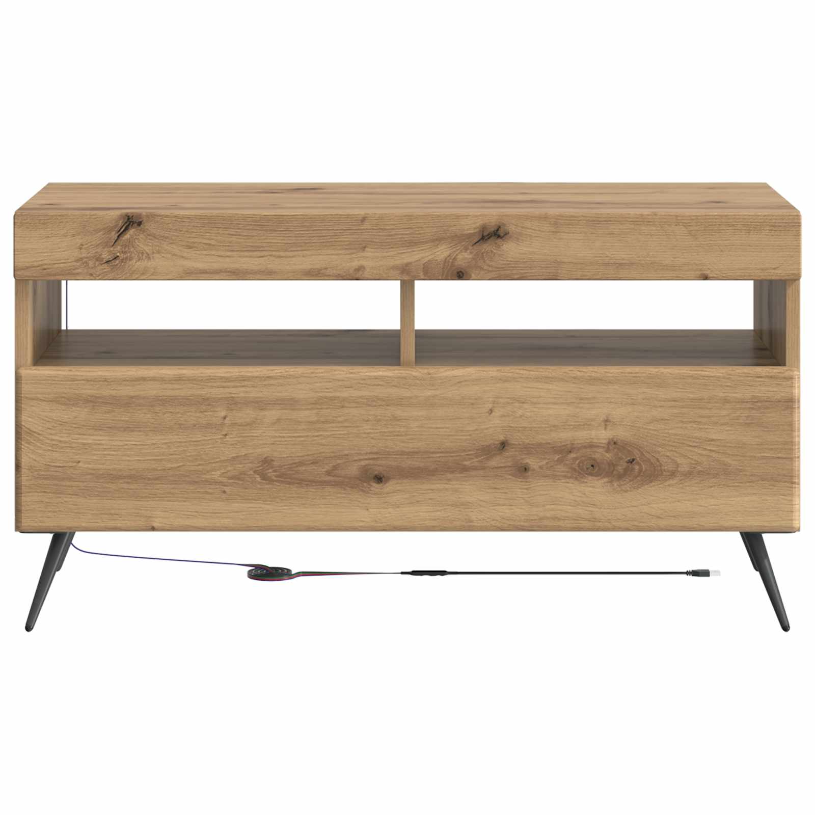 LED tv-meubel Artisanaal eiken Bewerkt hout