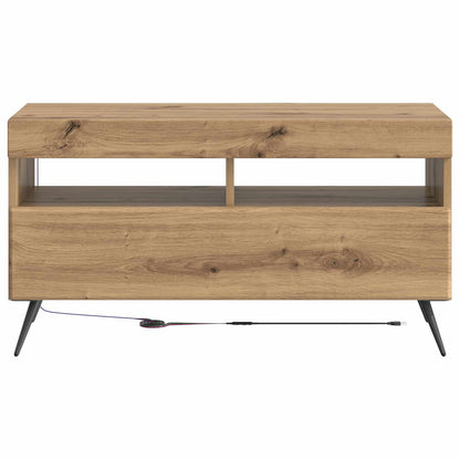 LED tv-meubel Artisanaal eiken Bewerkt hout