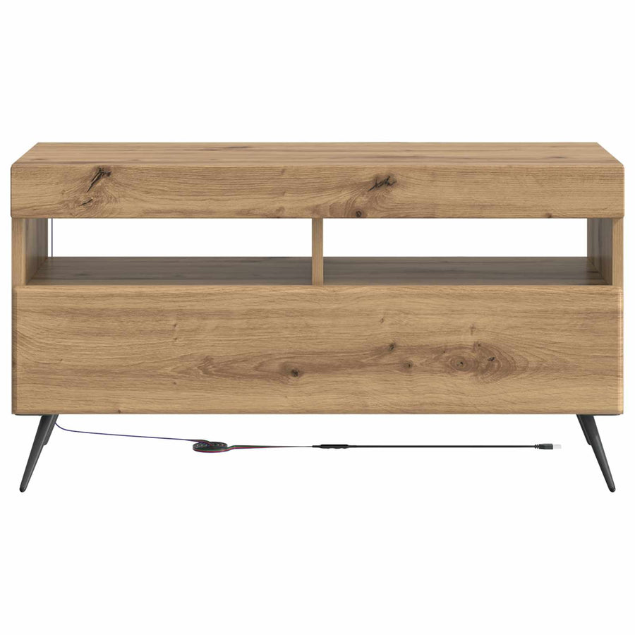 LED tv-meubel Artisanaal eiken Bewerkt hout