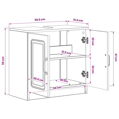 Badkamer wastafelkast UTRECHT Wit 59,5 x 31,5 x 59 cm
