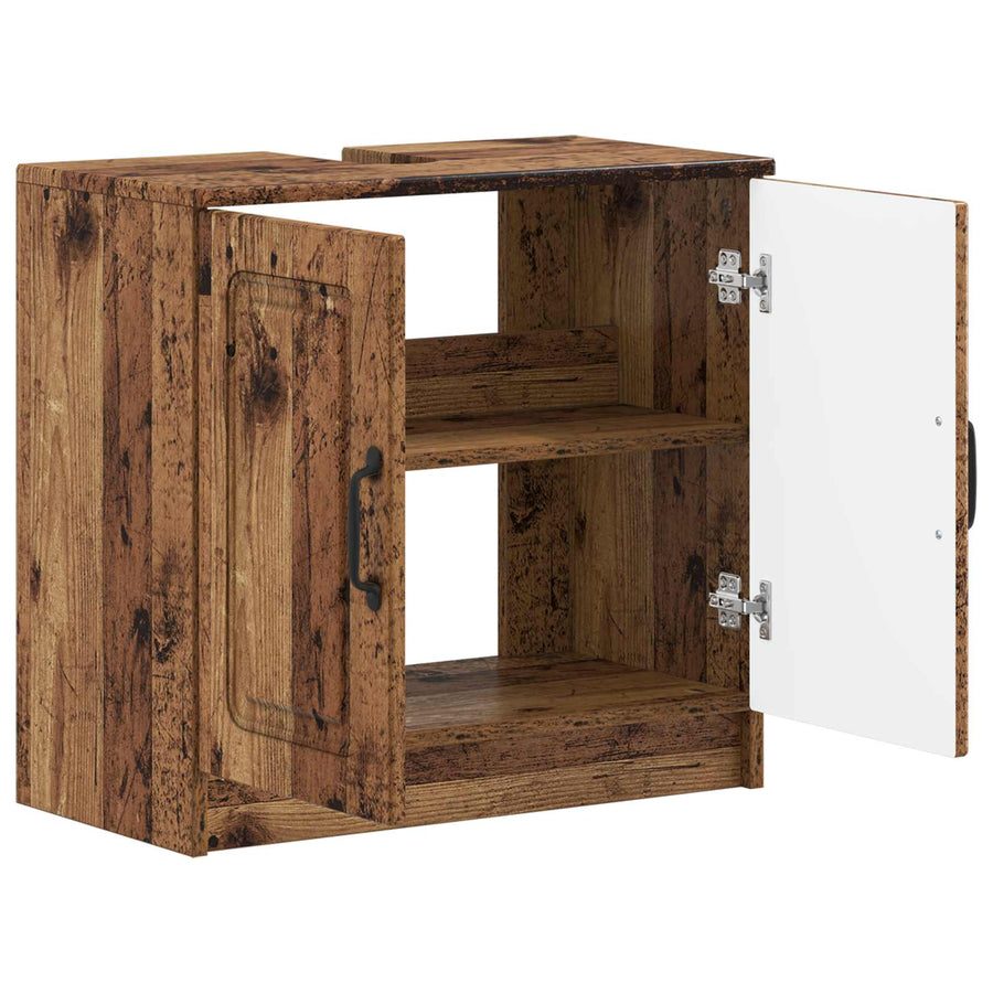 Badkamer wastafelkast UTRECHT Oud hout 59,5 x 31,5 x 59 cm