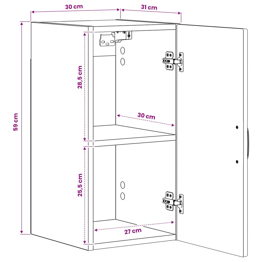 Badkamer wandkast UTRECHT Wit 30 x 31 x 59 cm Bewerkt hout