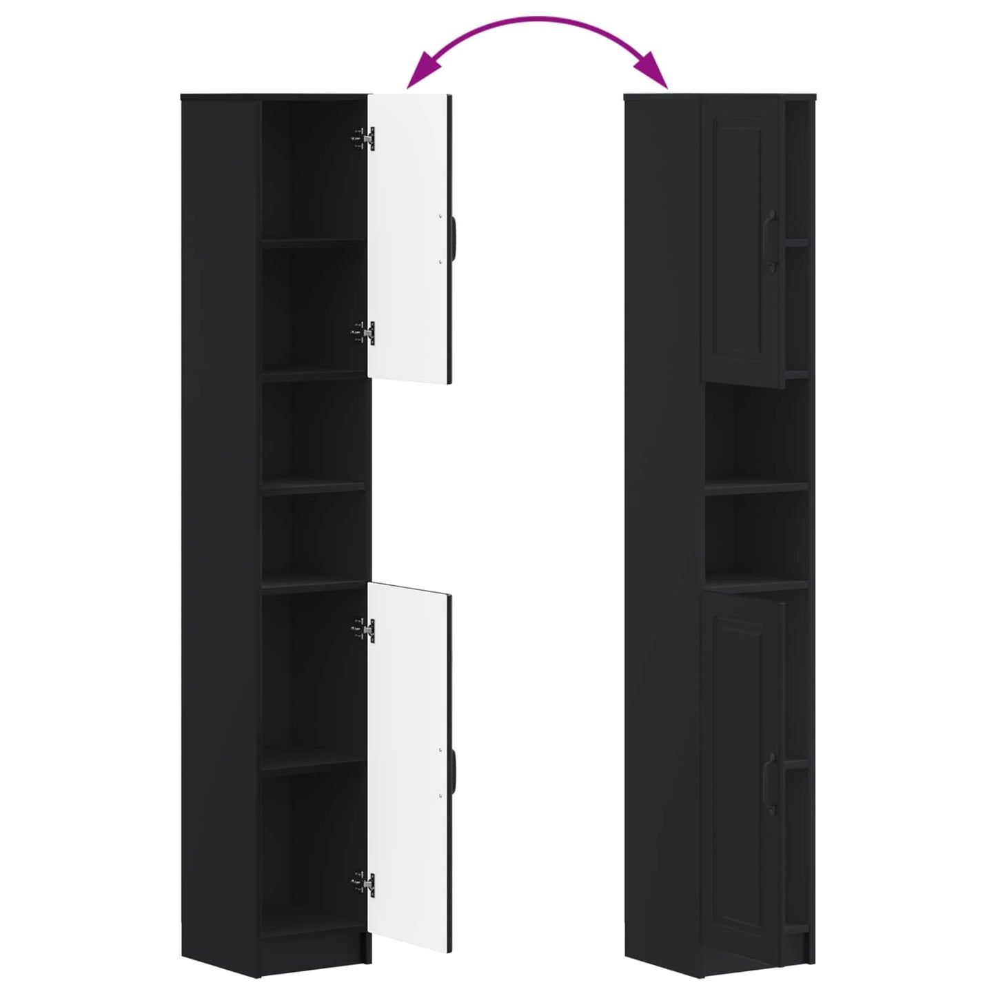 Badkamerkast met Open Plank UTRECHT Zwart 30 x 31 x 187 cm
