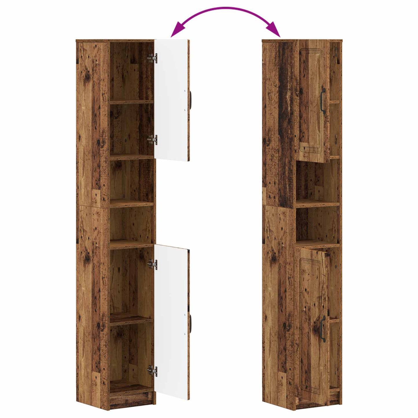 Badkamerkast met Open Plank UTRECHT Oud hout 30 x 31 x 187 cm