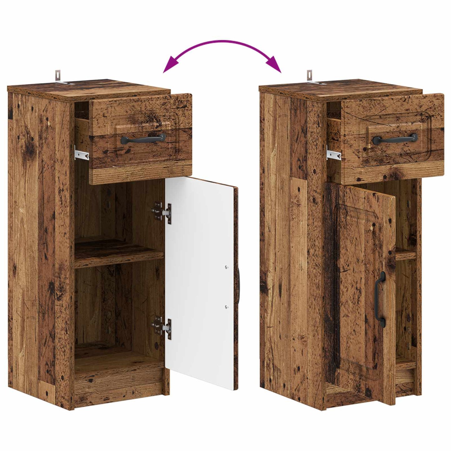 Badkamer Opbergkast UTRECHT Oud hout 30 x 31 x 77 cm