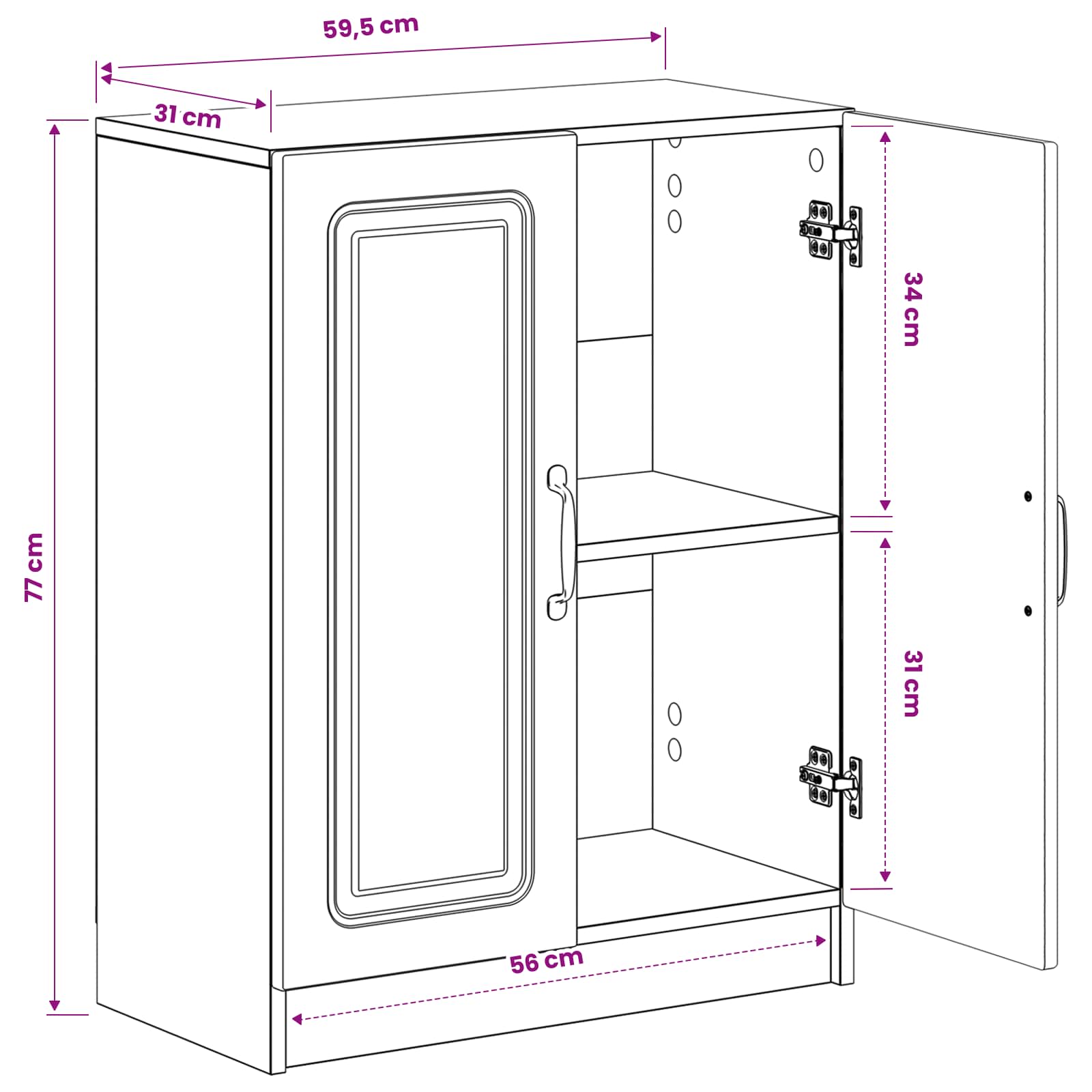 Badkamer Opbergkast UTRECHT Oud hout 59,5 x 31 x 77 cm