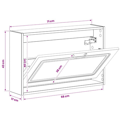 Wandgemonteerde Schoenkast UTRECHT 71 x 17 x 43 cm Bewerkt hout