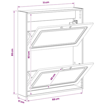 Wandgemonteerde Schoenkast UTRECHT 71 x 17 x 86 cm Bewerkt hout