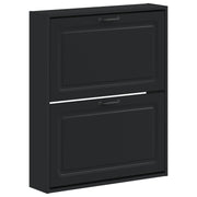 Wandgemonteerde schoenkast 71x17x86 cm zwart bewerkt hout
