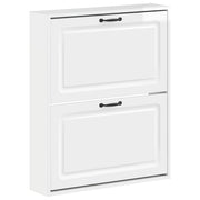 Schoenenkast wandmontage 71x17x86 cm bewerkt hout wit