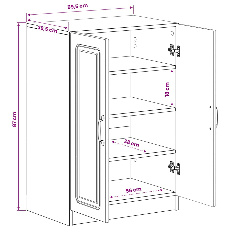 Schoenenkast UTRECHT 59,5 x 39,5 x 87 cm Bewerkt hout