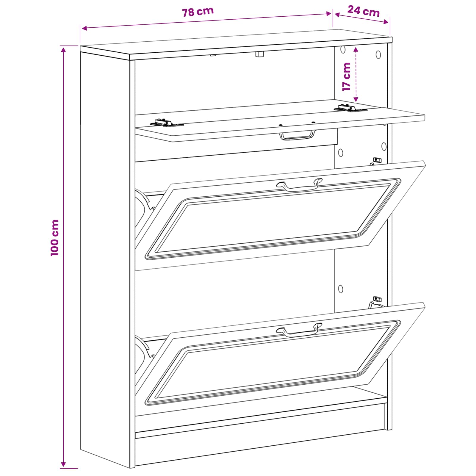 Schoenenkast UTRECHT 78 x 24 x 100 cm Bewerkt hout Wit