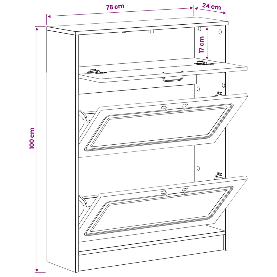 Schoenenkast UTRECHT 78 x 24 x 100 cm Bewerkt hout Wit