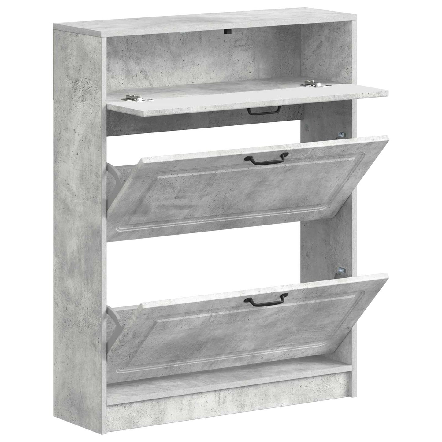 Schoenenkast UTRECHT 78 x 24 x 100 cm Bewerkt hout Betongrijs