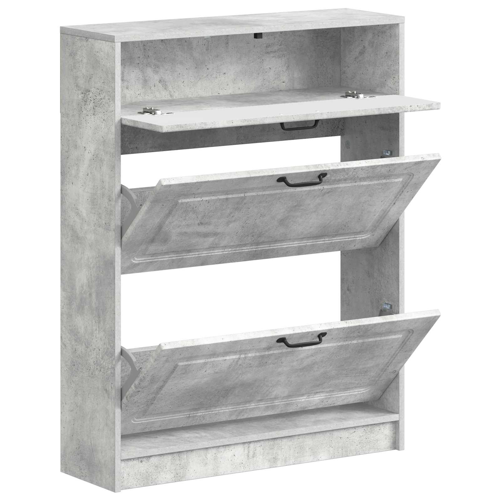 Schoenenkast UTRECHT 78 x 24 x 100 cm Bewerkt hout Betongrijs