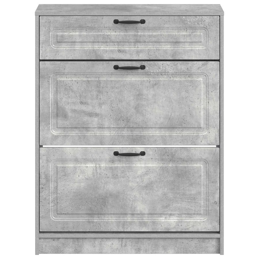 Schoenenkast UTRECHT 78 x 24 x 100 cm Bewerkt hout Betongrijs