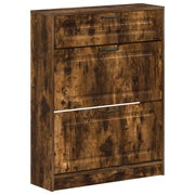 Schoenenkast UTRECHT 78x24x100 cm bewerkt hout gerookt eiken