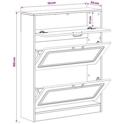 Schoenenkast UTRECHT 78 x 24 x 100 cm Bewerkt hout Grijs Sonoma