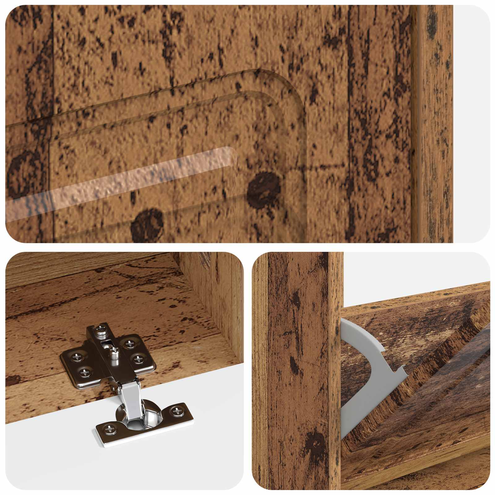 Schoenenkast UTRECHT 78 x 24 x 100 cm Bewerkt hout Oud hout