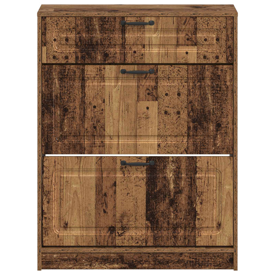 Schoenenkast UTRECHT 78 x 24 x 100 cm Bewerkt hout Oud hout