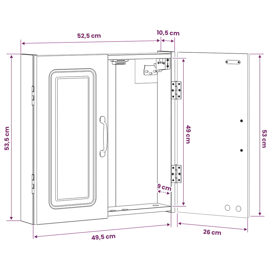 Dartbord Kabinet UTRECHT Gerookt eiken 52,5 x 10,5 x 53,5 cm