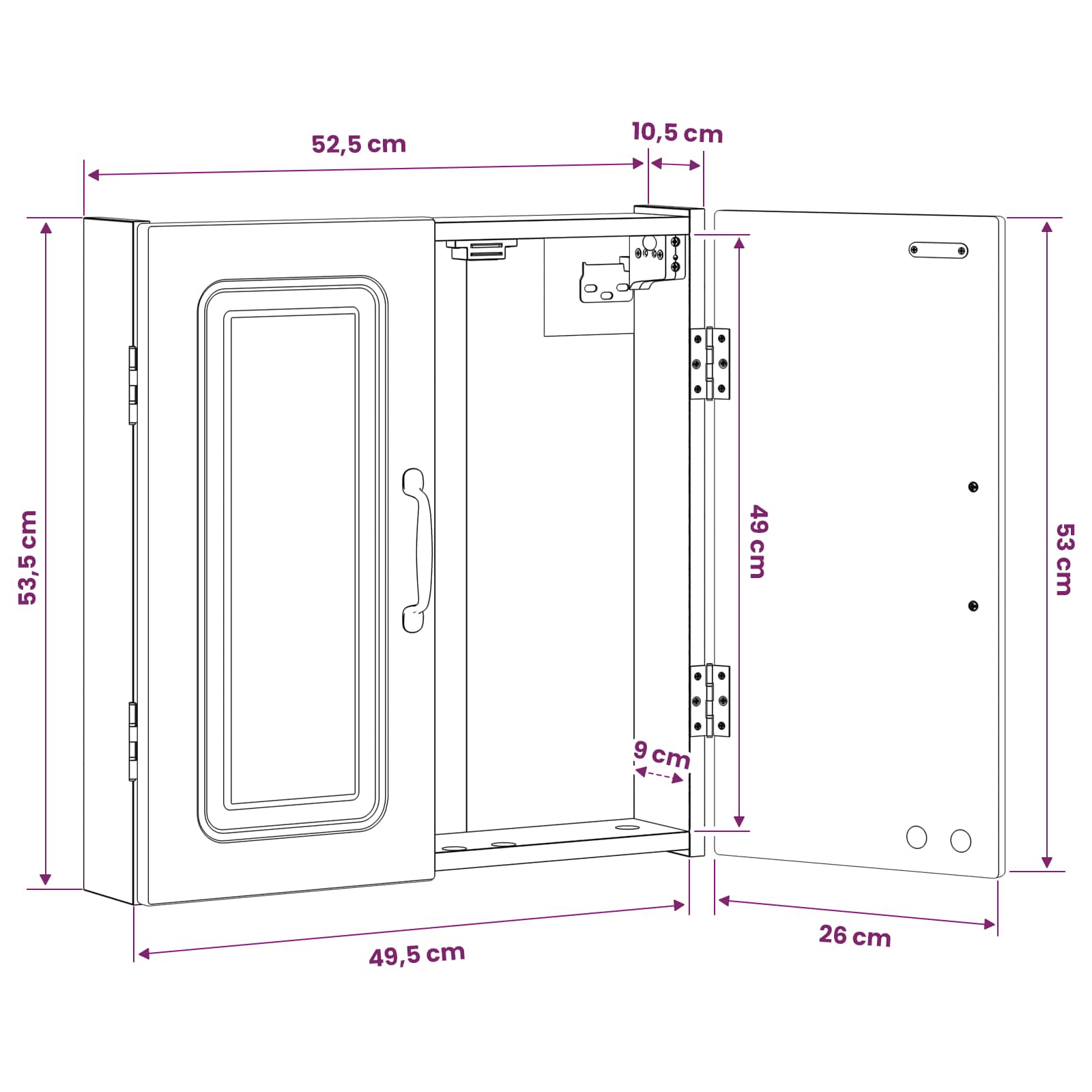 Dartbord Kabinet UTRECHT Oud hout 52,5 x 10,5 x 53,5 cm