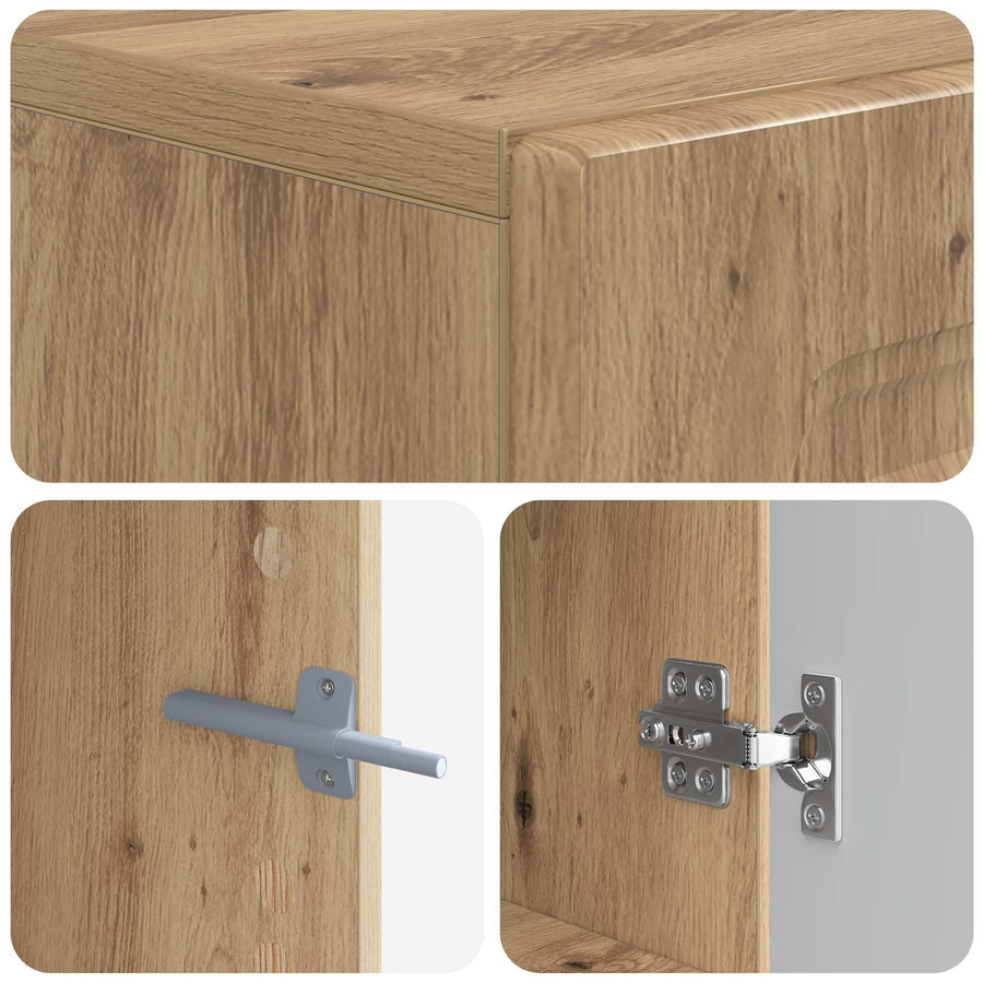 Tv-meubel Artisanaal eiken Bewerkt hout