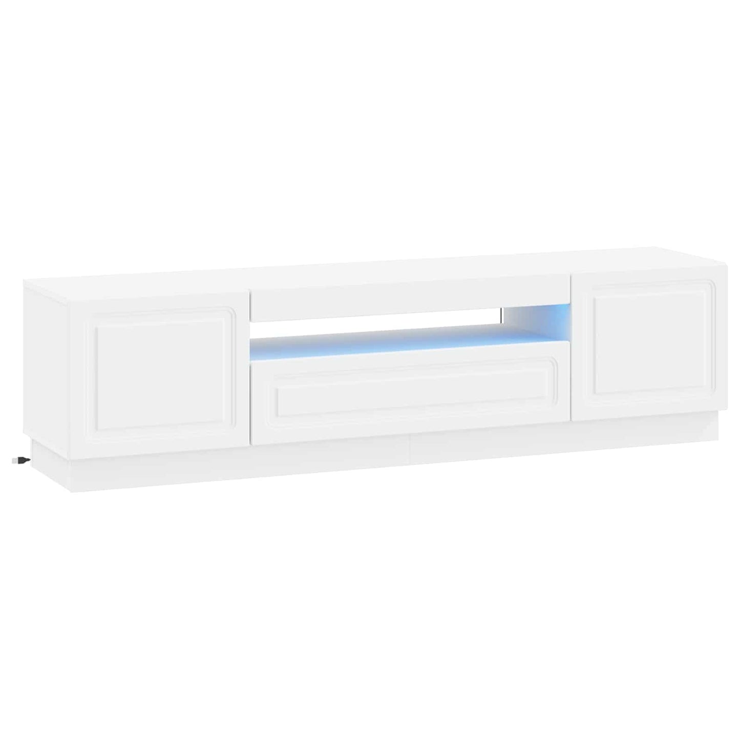 LED tv-meubel Wit Bewerkt hout