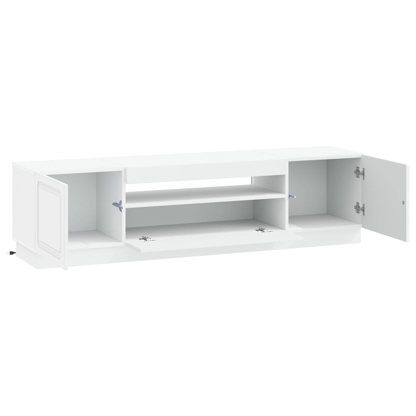 LED tv-meubel Wit Bewerkt hout