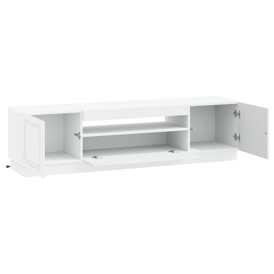 LED tv-meubel Wit Bewerkt hout