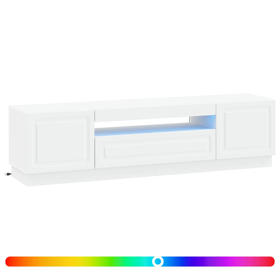 LED tv-meubel Wit Bewerkt hout