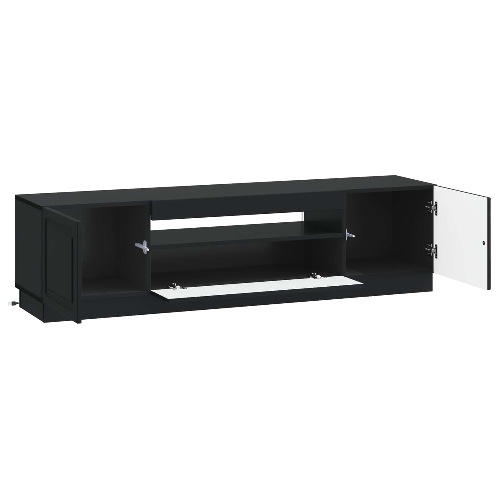 LED tv-meubel Zwart Bewerkt hout