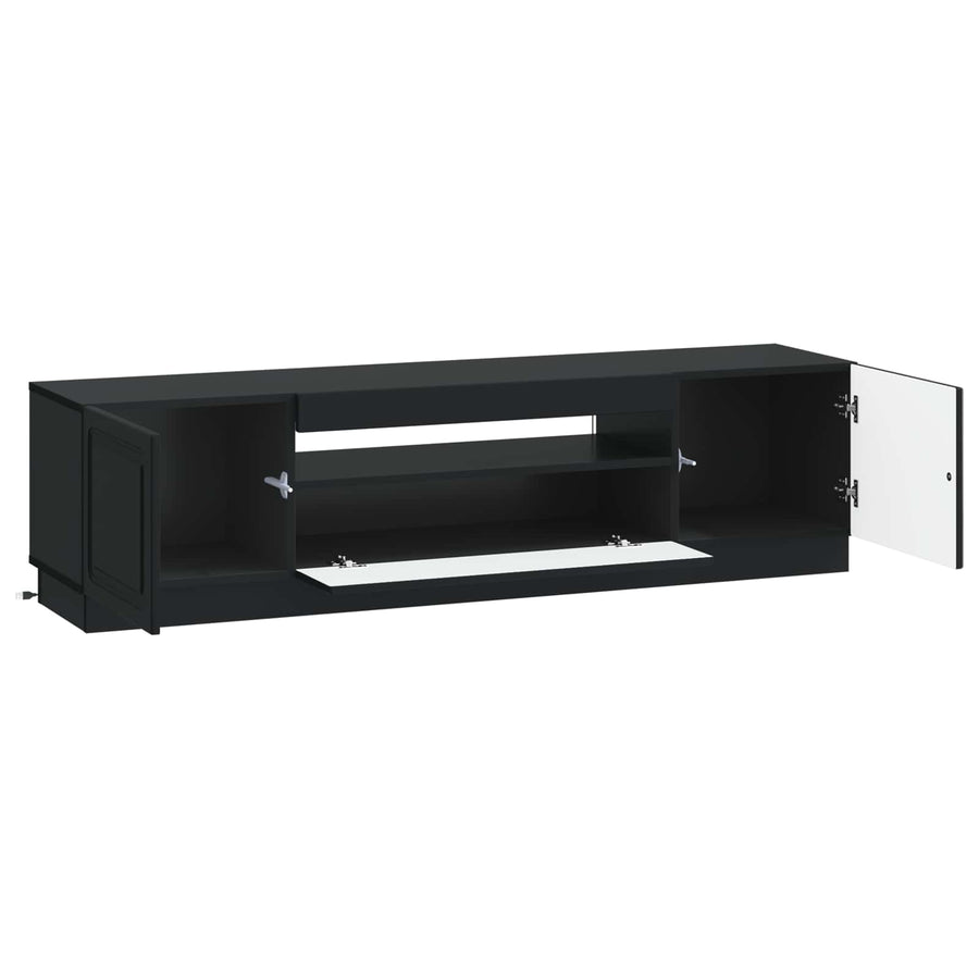 LED tv-meubel Zwart Bewerkt hout