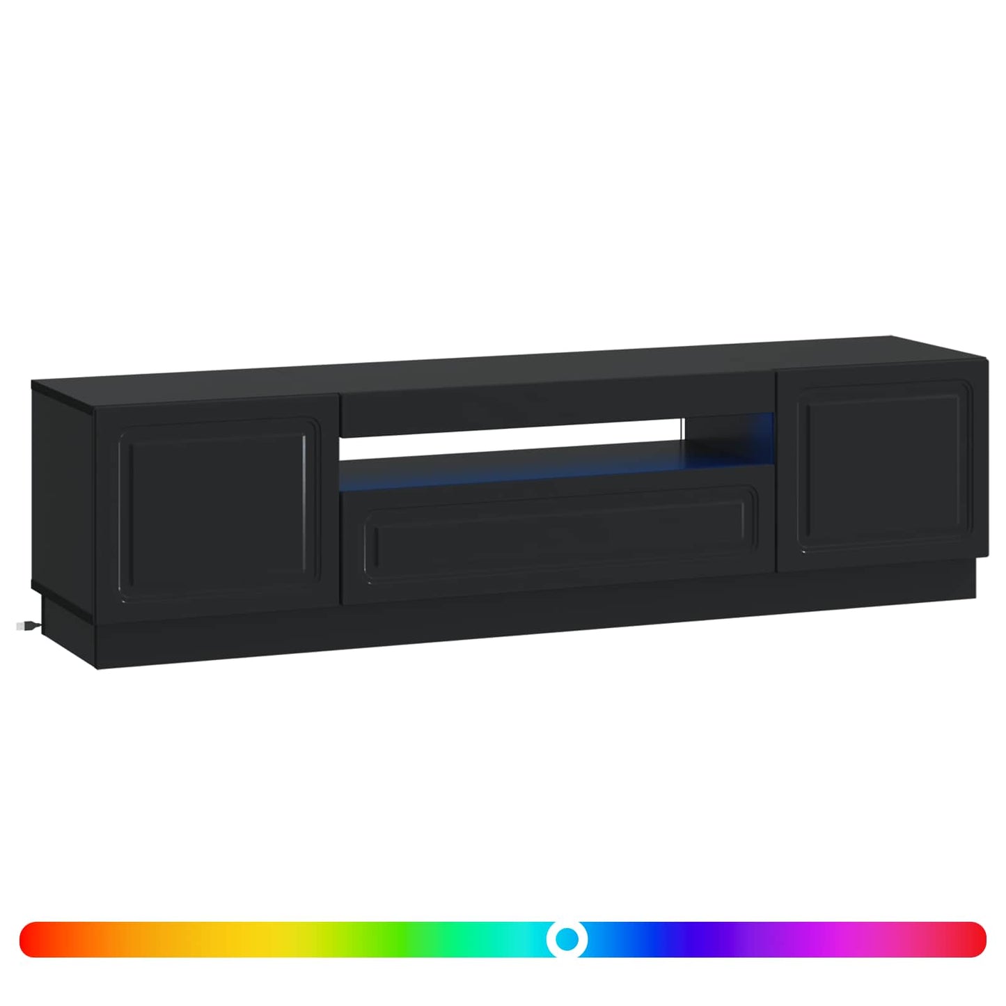 LED tv-meubel Zwart Bewerkt hout